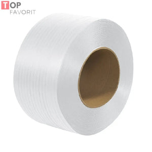 Banda de Legat PP Alba, 8mm x 4500m, Grosime 0.55 mm, Greutate Rola 22 Kg TOP FAVORIT