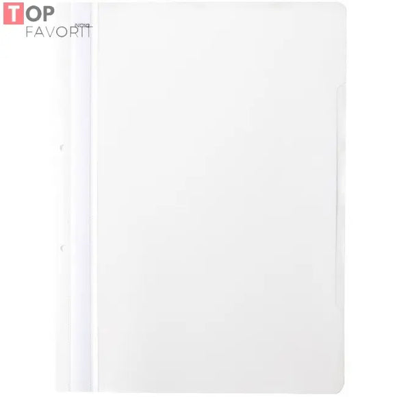 Dosar din plastic, cu sina si perforatii, alb, NOKI TOP FAVORIT