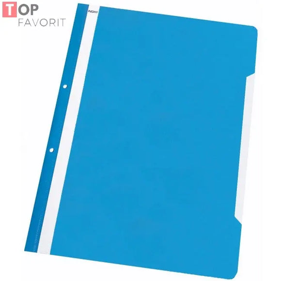 Dosar din plastic, cu sina si perforatii, albastru deschis, NOKI TOP FAVORIT