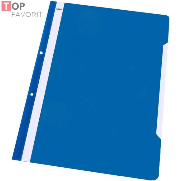 Dosar din plastic, cu sina si perforatii, albastru, NOKI TOP FAVORIT