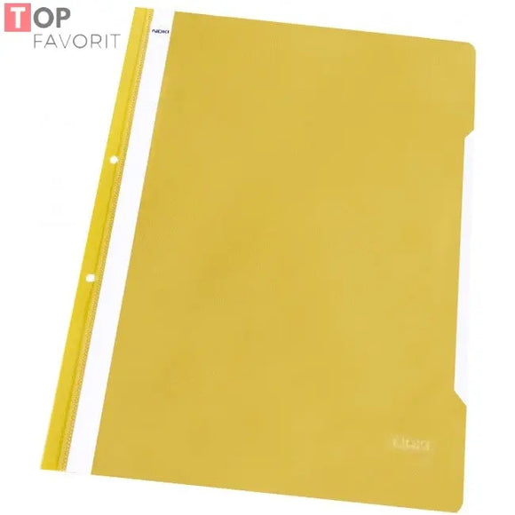 Dosar din plastic, cu sina si perforatii, galben, NOKI TOP FAVORIT