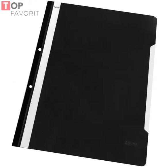 Dosar din plastic, cu sina si perforatii, negru, NOKI TOP FAVORIT