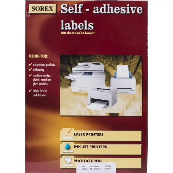 Etichete autoadezive albe, colturi drepte, 24/A4, 70 x 35mm, 100 coli/top, SOREX TOP FAVORIT